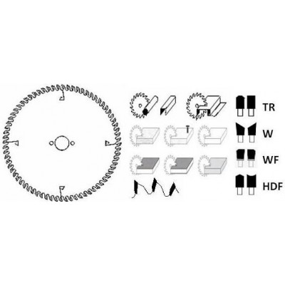 HM cirkelzaagblad Ø 216 voor afkortzaag 60 tanden TR 