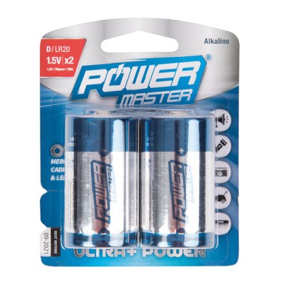 D super alkaline batterij LR20, 2 pk 